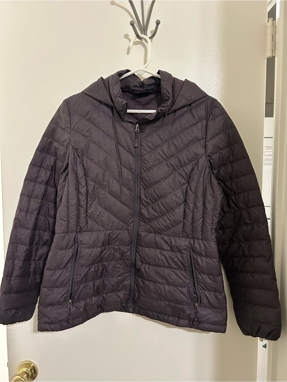 32 Degrees Hooded Quilted Puffer Jacket - Plum